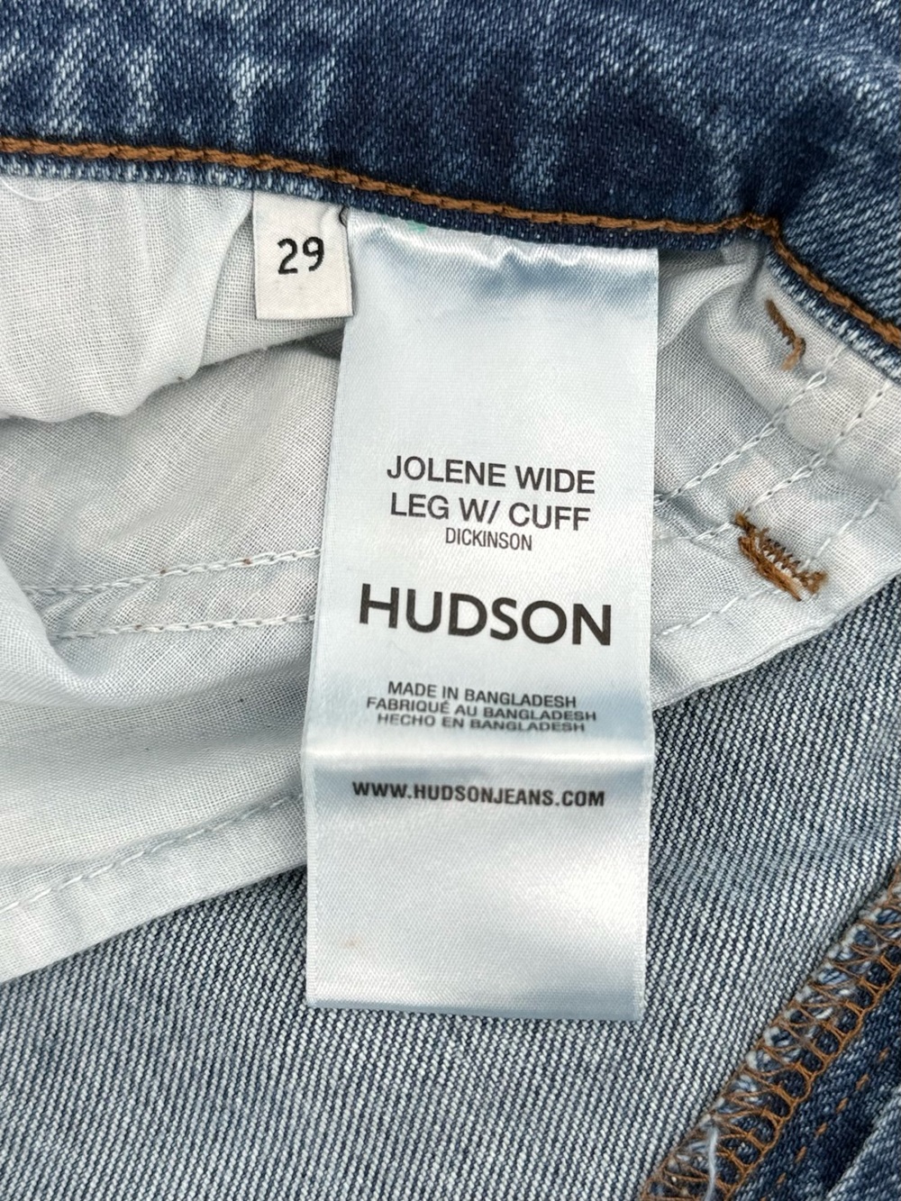 Hudson Jeans Wide Leg Cuffed Jeans in Light Blue Denim - Picture 10 of 14